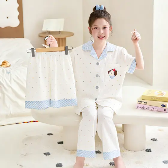 Roupas para meninas crianças 3 peças roupas para casa dia das meninas estilo fino bebê ar condicionado roupas nuvem pija