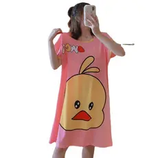 Vestido de pijama feminino desenho animado camisola de uma peça pijama feminino Plus Size Loungewear ao vivo 26.4.18