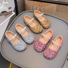 Meninas moda sapatos de cristal 2026 verão sola macia antiderrapante sapatos casuais lantejoulas estilo princesa All-Mat