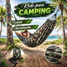Rede Descanso Dormir Garimpeira Camuflada Resistente Trilhas Mata Pescaria Acampamento 3,0m x1,5m