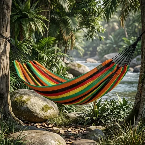 Rede Descanso Dormir Amazonas Nylon Casal Colorida Resistente Acampamento Trilha Macia 3,50m x 1,40m