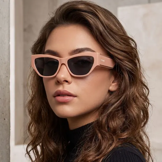 Óculos de Sol Feminino Gatinho Retangular Estiloso UV400 Proteção Total