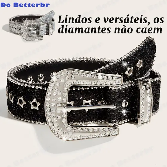 Cintos Góticos De Rhinestone De Couro De PU Cowboy Ocidental Y2K Moda Para Meninas Jeans Cinto de temperamento