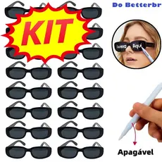Kit  Oculos Vintage Retro Preto Liso + Caneta Giz Festa Casamento óculos de festa de formatura de carnaval