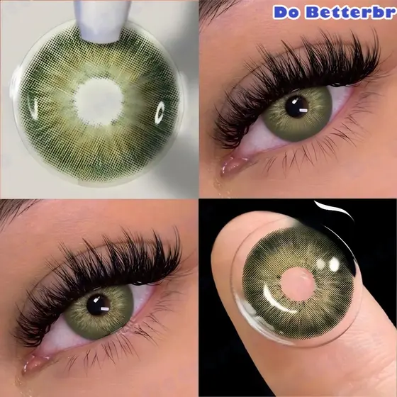 Lentes De Contato Coloridas 2pcs Contatos Coloridos Para Maquiagem De Cosméticos Olhos castanhos e verdes Natureza