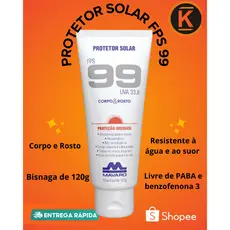 Protetor Solar Corpo E Facial FPS 99 Proteção UV Forte Praia Piscina Resistente Água Mavaro