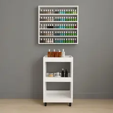 Kit Carrinho Auxiliar Manicure Pedicure + Expositor Esmaltes Grande Para Salão De Beleza Estética Nail Designer