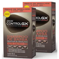 Kit 2x unidades Grecin Control Gx Shampoo De Barba e Redutor Grisalhos - Para todos os tipos de barba. Aparência jovem
