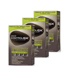 Kit 3x unid. - Grecin Control GX Shampoo Redutor Gradual de Grisalhos 118ml - Para todos os tipos e natural de cabelo.