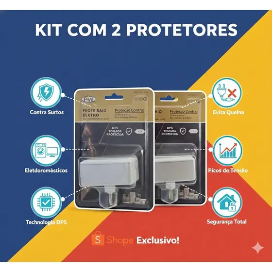 Kit com 2 Protetores de Raio PW Eletro 2 Tomadas 10A - O Mais Vendido!