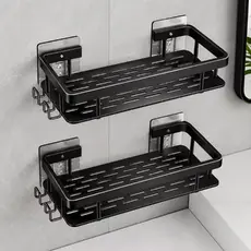 1/2/3 Suporte De Shampoo Preto Organizador Alta qualidade Prateleira De Banheiro Sem Furo Premium-Space Alumínio