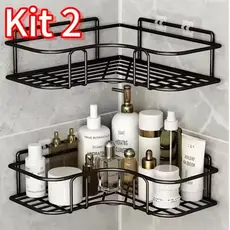 Prateleiras para Banheiro com Suporte e Alto Adesivos – Organizador de Shampoo, Sabonete, Cozinha e Lavanderia