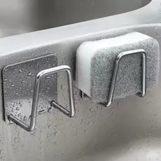 Gancho Adesivo Inox Porta Esponja Bucha Suporte de Pia Parede Cozinha Premium