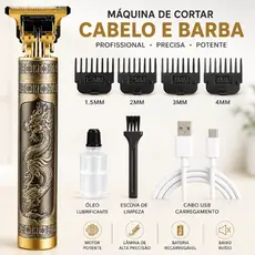 Máquina de Cortar Cabelo e Barba Masculina, Barbeador Elétrico e Aparador Profissional