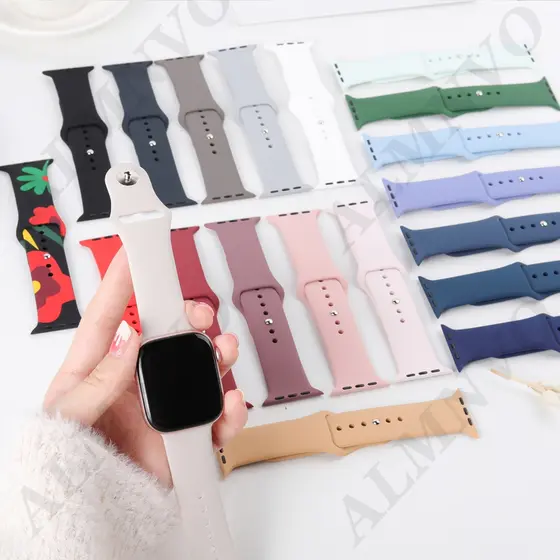 Pulseira para Apple Watch Ultra 3 2 Series 11 10 9 8 7 6 5 4 3 SE 49mm 46mm 45mm 44mm 42mm 41mm 40mm 38mm Silicone