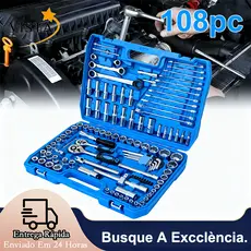 Kit de Ferramentas Profissional 216 Peças com Maleta Completa – Soquetes e Chave Catraca para Oficina VISTA