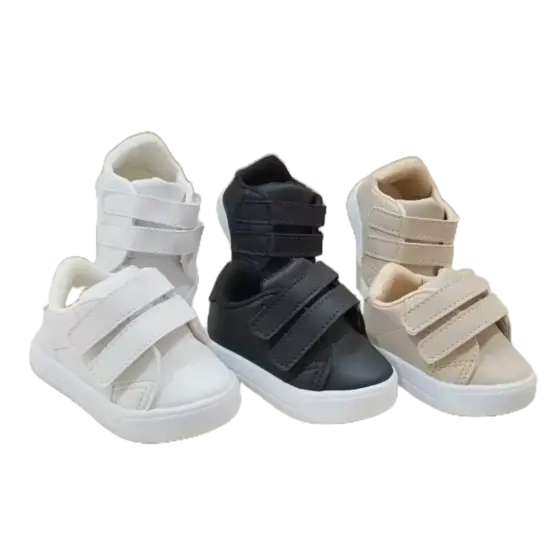 Tênis branco, Bege ou Preto bebe infantil com fechamento prático Ely