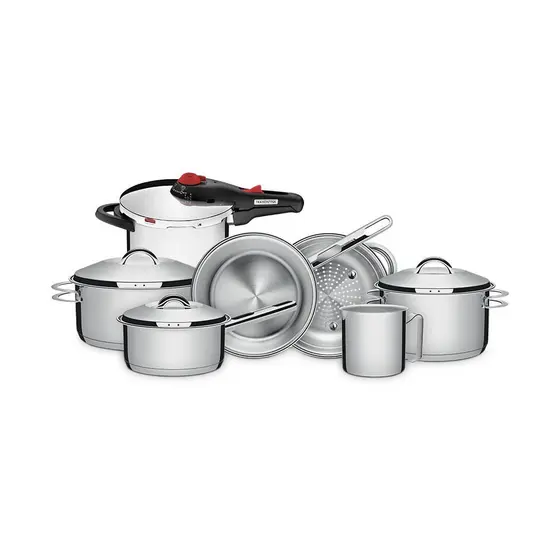 Conjunto De Panelas Solar Inox Fundo Triplo 6 Peças E Panela De Pressão 6L Solar - Tramontina