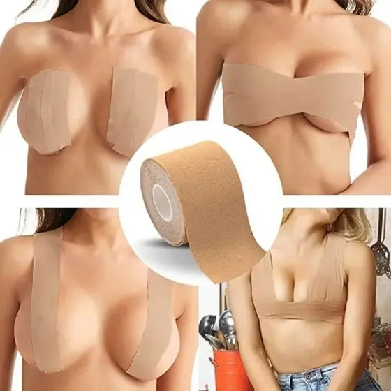 KIT 4 Fita Adesiva para Seios – Boob Tape 5cm x 5m – Levanta e Modela – Invisível