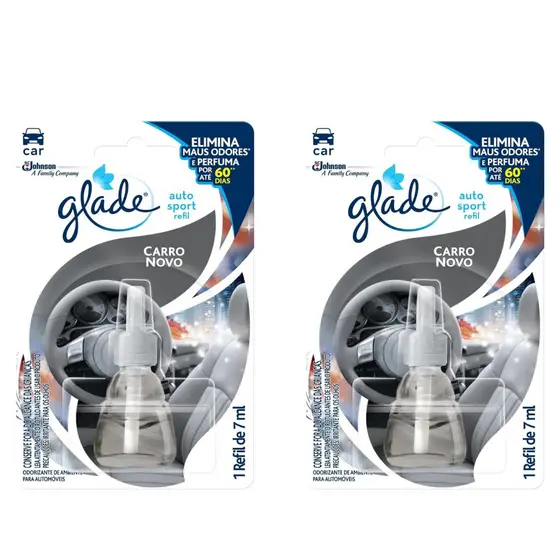 Aromatizador Automotivo Carro Novo Glade 7ml Kit 2