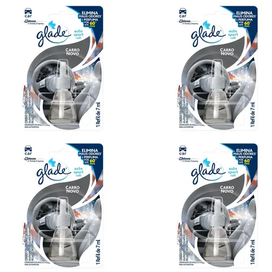 Aromatizador Automotivo Glade Carro Novo Kit 4 7ml