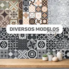 Papel de Parede Adesivo Lavável Para Cozinha Banheiro Azulejo Diversos Modelos Autocolante