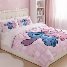 (brinde) Edredom stich Infantil Solteiro 2 Peças Micropercal Premium Macio e Antialérgico + brinde
