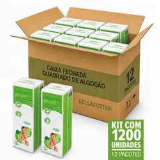 Kit Algodão Bellacotton Quadrado para Bebê 12 pcts 1200 und