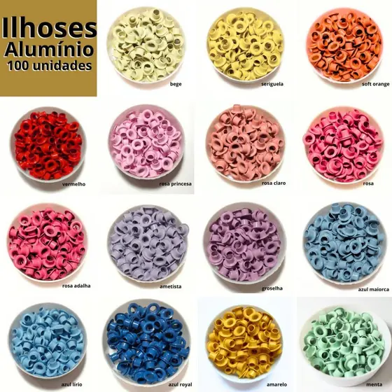 Ilhoses n.54 Alumínio - várias cores - 100 unidades