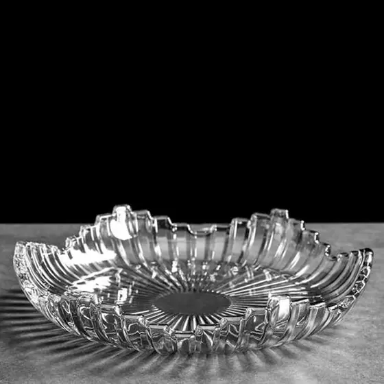 Fruteira de Vidro - Tigela Frutas em Ambar e Cristal  29 CM Organizador de Cozinha Centro de Mesa