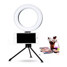 Ring Light Led Mesa Iluminador Tripé 6 Polegada Com Suporte Celualar Luz Branco-quente Bivolt- Touro