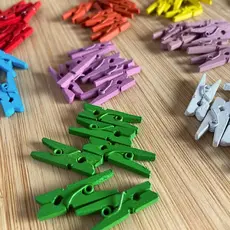 Mini Prendedor de Madeira Colorido 50 peças 2,5cm