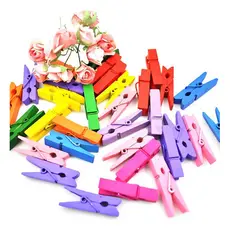 Mini Pregador Prendedor Colorido Kit com 50 peças 2,5cm Mural fotos Decoração festas Cores Sortidas
