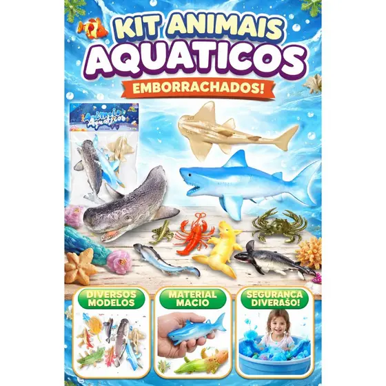 KIT ANIMAIS AQUÁTICOS EMBORRACHADOS