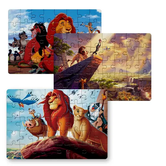 KIT 3 Peças Quebra Cabeça Rei Leão, Mufasa, Scar, Hienas | 24, 40 e 70pçs | Sublime Fantasia