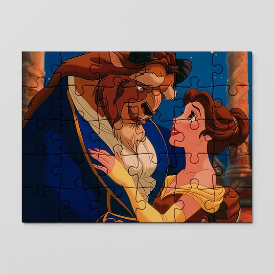 Quebra cabeça personalizado Princesa A Bela e a Fera | 24, 40 e 70pçs | MDF | Sublime Fantasia