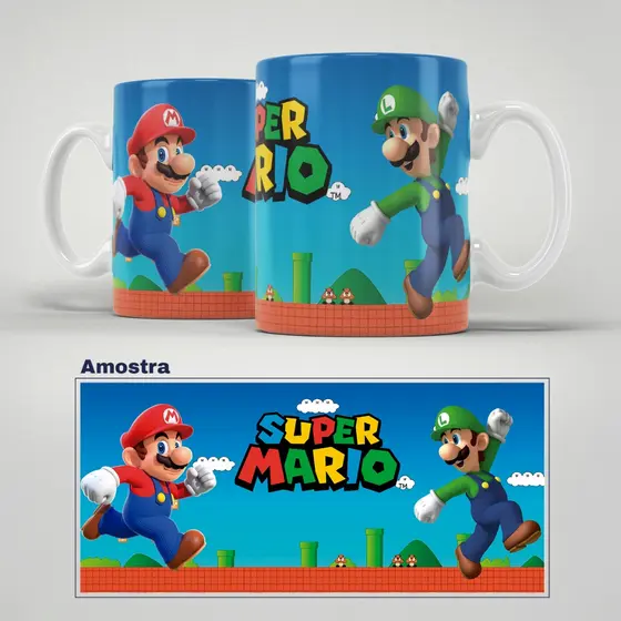 Caneca Personalizada Super Mario Jogo Nitendo varias estampas | Porcelana | Plástico