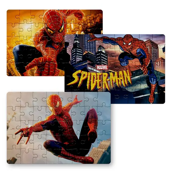 KIT 3Peças - Quebra cabeça Homem Aranha clássico, Miles Morales | 24, 40 e 70pçs | Sublime Fantasia