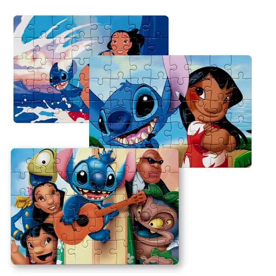 KIT 3 Peças Quebra Cabeça Lilo & Stich, Aloha, Familia, Nani | 24, 40, 70pçs | Sublime Fantasia