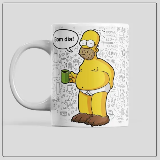Caneca Personalizada Homer Simpson Bom dia | Porcelana | Plástico