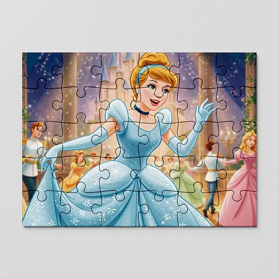 Quebra cabeça personalizado Princesa Cinderela | 24, 40 e 70pçs | MDF | Sublime Fantasia