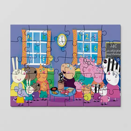 Quebra cabeça Peppa Pig, Jorge, mamãe pig, papai pig, dona coelha, espaço | 24, 40 e 70pçs | MDF