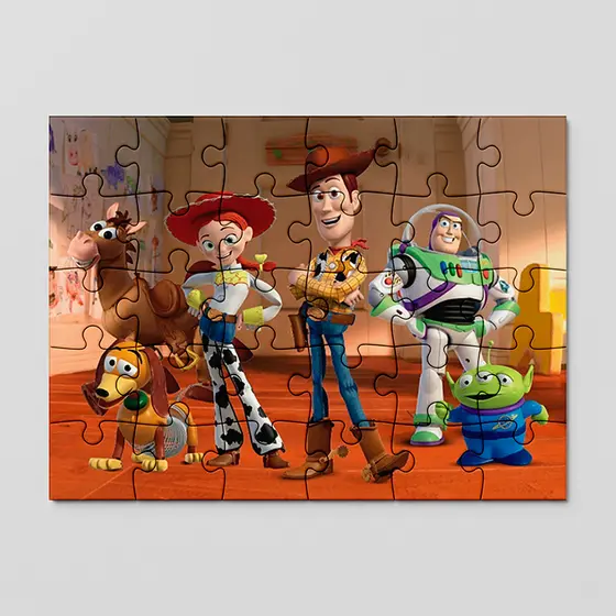 Quebra cabeça personalizado Toy Story, Woody, Jessie, Buzz Ligthyear, Andy | 24, 40 e 70pçs | MDF