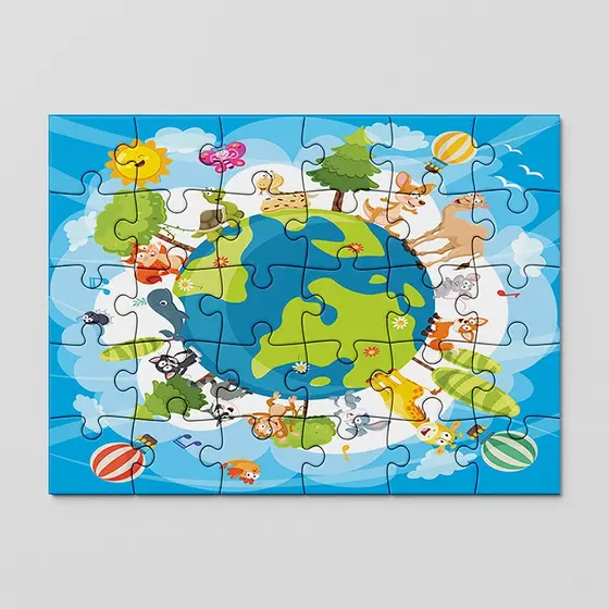 Quebra cabeça personalizado Mapa Mundi, Países, Planeta | MDF | 24, 40 e 70pçs