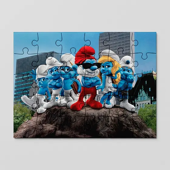 Quebra cabeça Smurfs, Smurfete, Papai Smurf, Lua azul | MDF | 24, 40 e 70pçs | Sublime fantasia