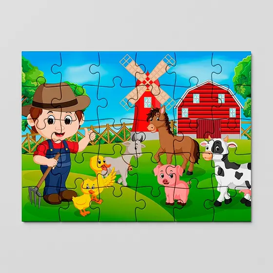 Quebra cabeça personalizado Fazendinha animais | MDF | 24, 40 e 70pçs | Sublime Fantasia