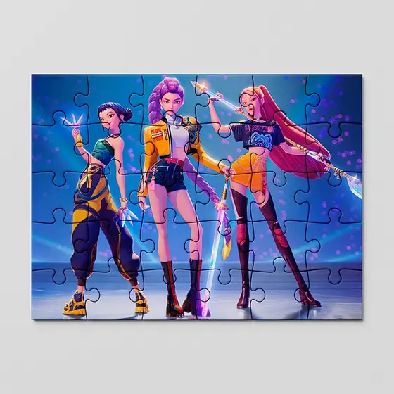 Quebra cabeça personalizado Guerreiras do K-POP, HUNTRX | 24, 40 e 70pçs | MDF | Sublime Fantasia