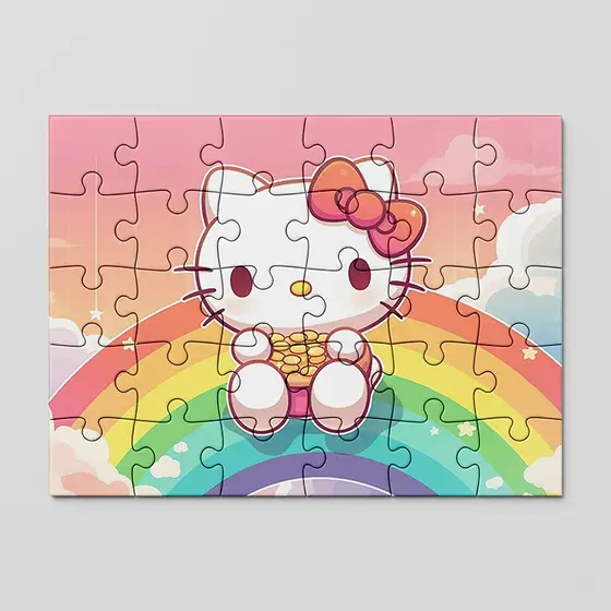 Quebra cabeça personalizado Hello Kitty fofa | MDF | 24, 40 e 70pçs | Sublime Fantasia