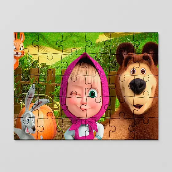 Quebra cabeça personalizado Marsha e o Urso | 24, 40 e 70pçs | MDF | Sublime Fantasia