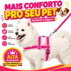 Peitoral Para Cachorro Com Guia Nylon Ajustável Coleira Peitoral Pet Passeio
